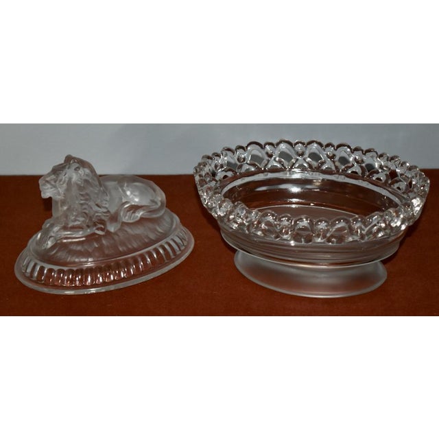 Vintage Lion Covered Candy Dish Imperial Glass Frosted Atterbury For Sale - Image 4 of 12
