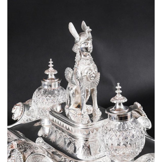 Antique Victorian Egyptian Revival Inkstand, 1890s For Sale - Image 3 of 18