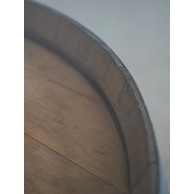Brown Vintage Oak Wine Barrel Table W. Glass Top For Sale - Image 8 of 13