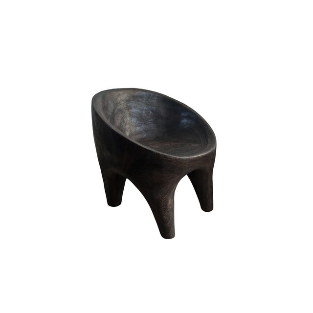 Sculptural Lounge Chair Carved From Solid Suar Wood, Modern Organic For Sale - Image 6 of 7