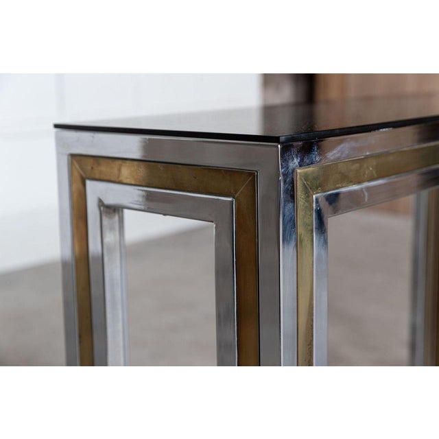 Italian Chrome and Brass Glass Console Table, 1970s For Sale - Image 14 of 18