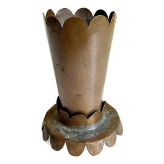 Vintage Scalloped Copper Bud Vase For Sale