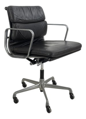 Soft Pad Group Chair in Dark Brown Leather by Charles and Ray Eames for Herman Miller, 1960s