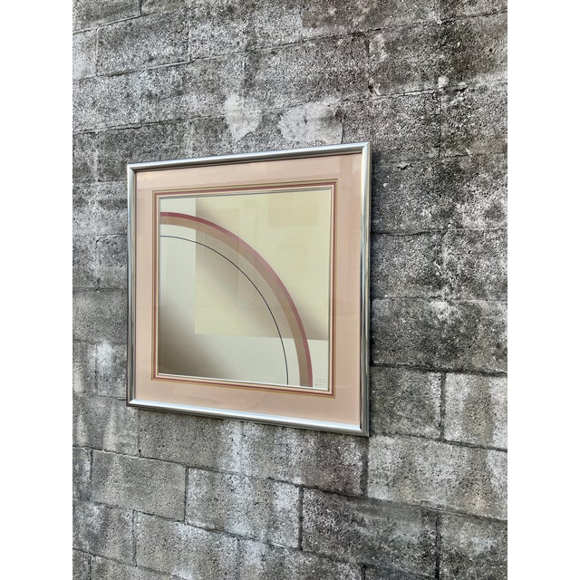 Metal Mid-Century Modern Abstract Artwork "Espacio 2" Framed and Igned by the Artitst. Circa 1970s For Sale - Image 7 of 17