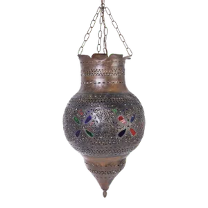 Antique Moroccan Brass Lantern or Light Fixture