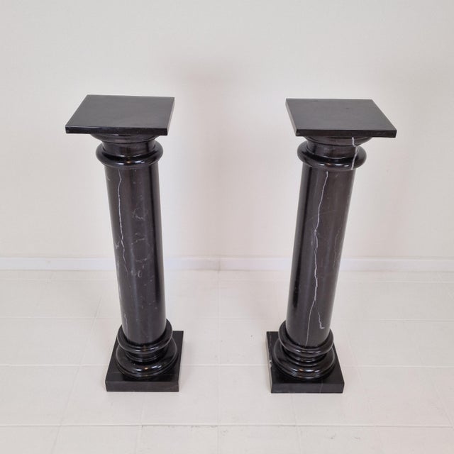1970s Black Pedestals in Belgian Hardstone, Set of 2 For Sale - Image 5 of 18