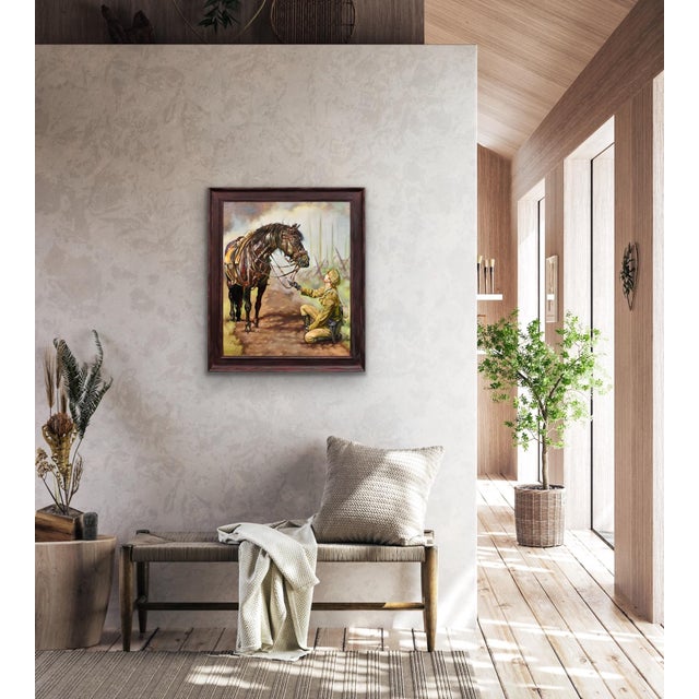 Elin Sian Blake, Black Bay Horse, WWI, 21st Century, Oil on Canvas For Sale - Image 15 of 18