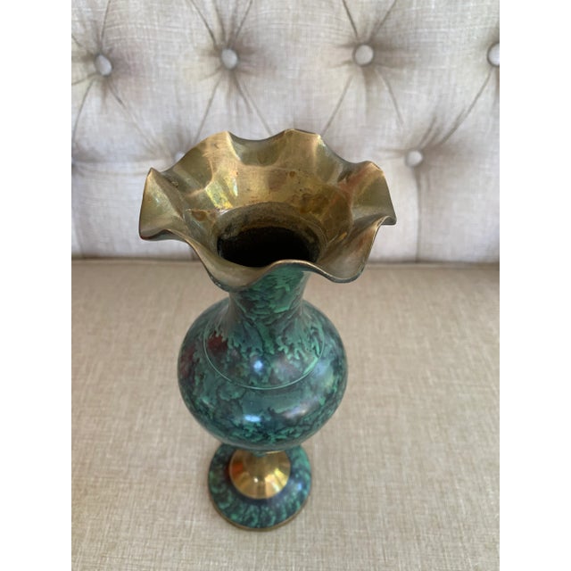 Mid 20th Century Vintage Mid Century Brass Marble Vase For Sale - Image 5 of 11