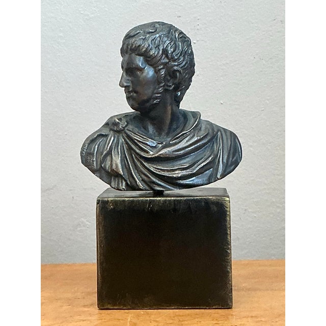Vintage Roman Emperor Bust on Plinth For Sale - Image 12 of 12