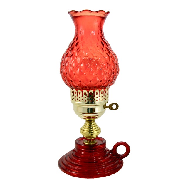 Vintage Red Glass Lantern Lamp Chairish