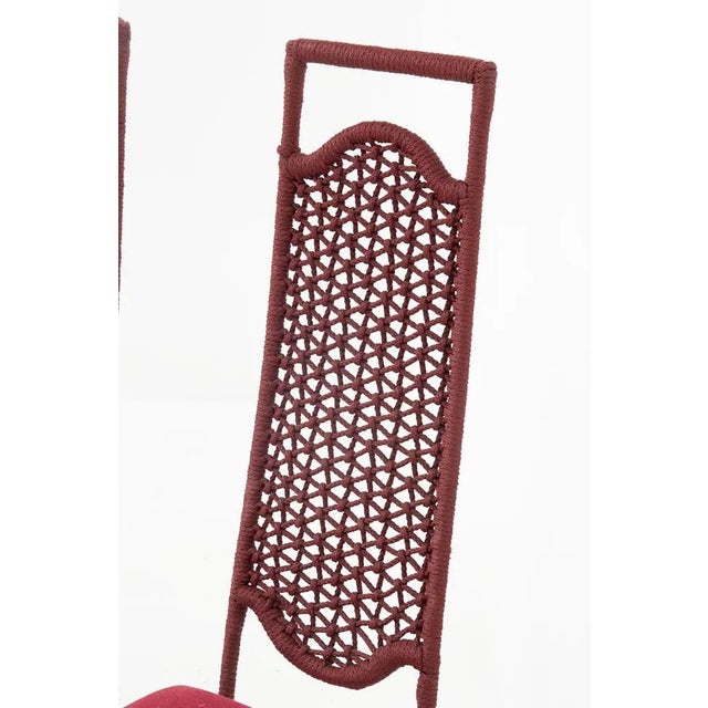 Maroon Red Rope Chairs by Marzio Cecchi for Hotel Garda Lake, 1970s, Set of 6 For Sale - Image 8 of 11