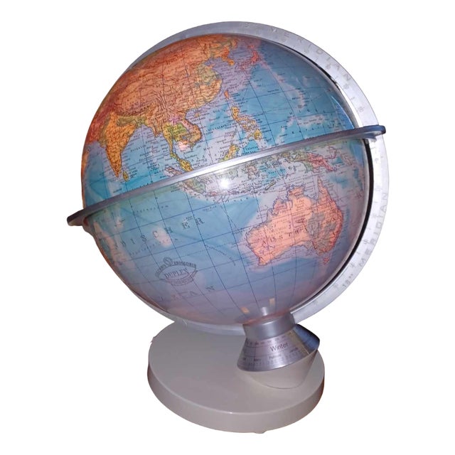 Earth Globe Lamp from Columbus Verlag Paul Oestergaard, Berlin and Stuttgart, 1972 For Sale