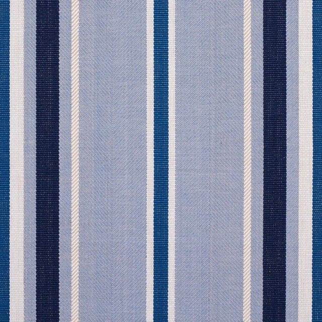 Contemporary Schumacher Minzer Cotton Stripe Fabric in Blue For Sale - Image 3 of 4