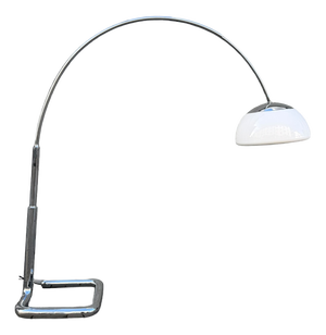 Mid-Century Arch Floor Lamp in Chrome and White from Gebrüder Cosack, 1970s