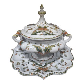 Mid 20th Century Majolica Hallmarked 1960s Grand Italian Sauce Tureen For Sale