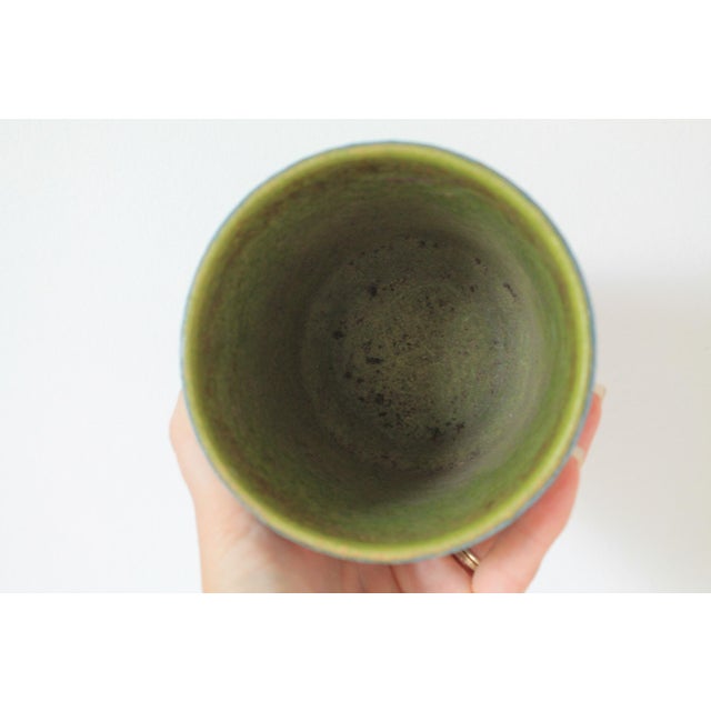 Late 20th Century Vintage German Pottery Blue & Green Planter For Sale - Image 5 of 7
