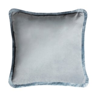 Major Collection Cushion in Teal Velvet with Fringes from Lo Decor For Sale