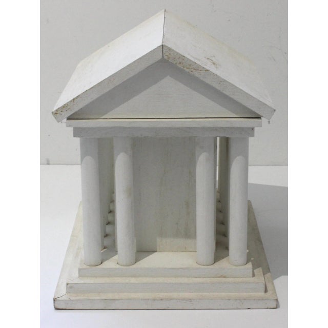 Neoclassic Revival Greek Parthenon Bird-House Decor Adirondack Folk Art in Painted Whitewashed Wood For Sale - Image 4 of 10