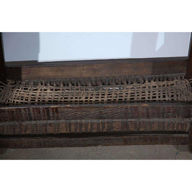 Early 20th Century Antique Indian Tribal Carved-Wood Infant Cradle With Woven Bed, Circa 1900 For Sale - Image 5 of 9