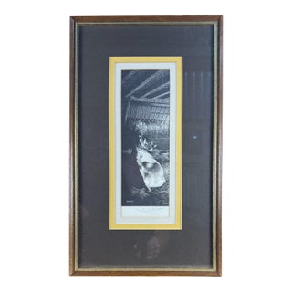 Vintage English Black & White Cow Print, Signed 'William Geldart' For Sale