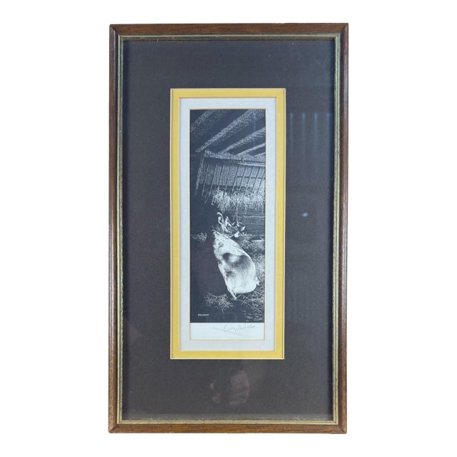 Vintage English Black & White Cow Print, Signed 'William Geldart' For Sale