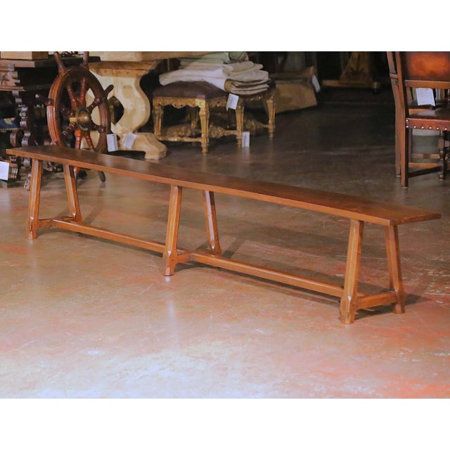 Late 19th Century 19th Century French Provincial Carved Cherry Farm Bench From Poitou For Sale - Image 5 of 14