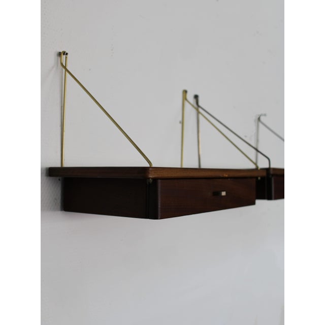 1960s Vintage Danish Hanging Wall-Nightstands in Teak, 1960s, Set of 2 For Sale - Image 5 of 9