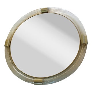 Round Torciglione Gold Murano Glass Wall Mirror in Barovier Style by Simoeng for Simoeng For Sale