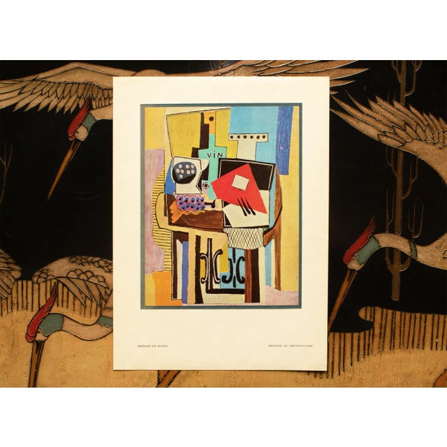 Red 1940s After Pablo Picasso "Guitar and Grapes", Full-Color Swiss Print For Sale - Image 8 of 10