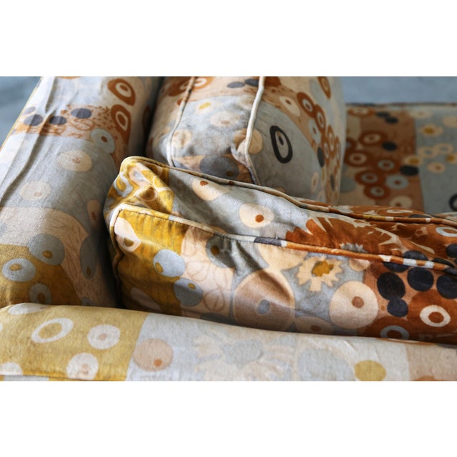 Attributed to Milo Baughman for Thayer Coggin Loveseat Jack Lenor Larsen Primavera For Sale - Image 13 of 14