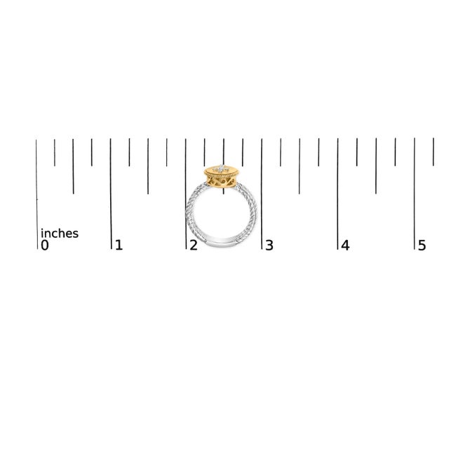 Metal 18K Yellow Gold Plated .925 Sterling Silver Diamond Cross Ring with Satin Finish (I-J Color, SI1-SI2 Clarity) - Ring Size 6 For Sale - Image 7 of 7