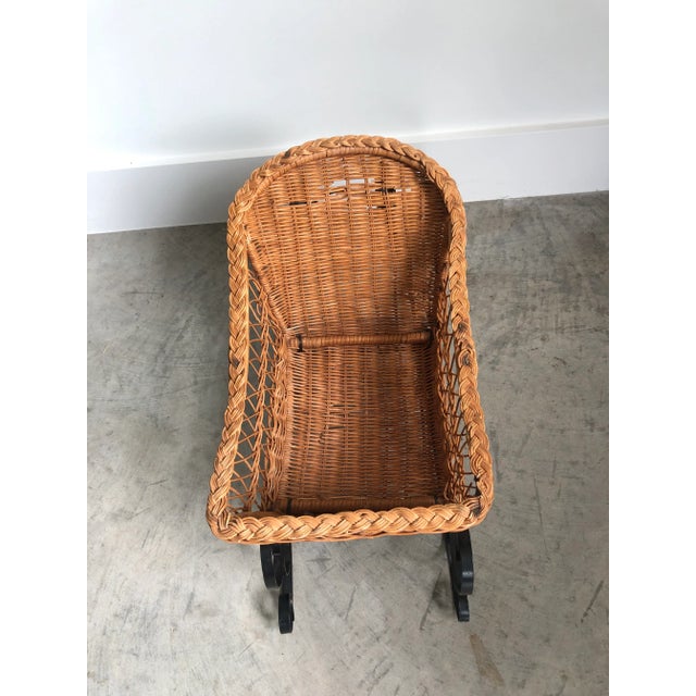 1970s Wicker Sleigh on Wrought Iron Runners For Sale In Houston - Image 6 of 8