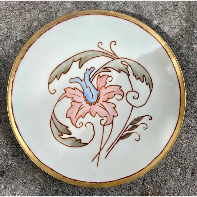 Ceramic Mismatched Set of Gilt Floral Art Nouveau and Deco Plates Including Kpm of Berlin- a Set of 7 For Sale - Image 7 of 12