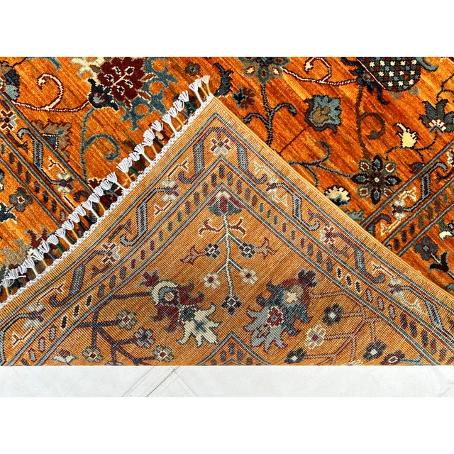 Rust Afghan Sultani Hand-Knotted Wool Rug - 9'8" X 8'1" For Sale - Image 14 of 14