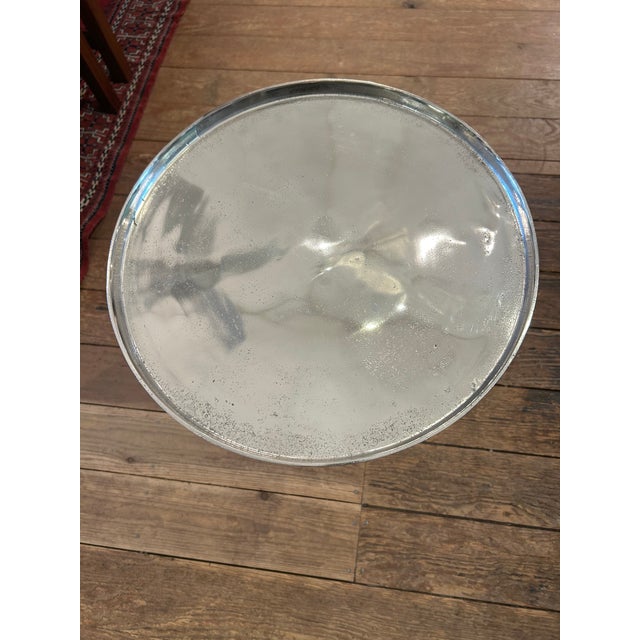 Modern Chrome Round End Table With Sculptural Tapered Legs For Sale - Image 4 of 6