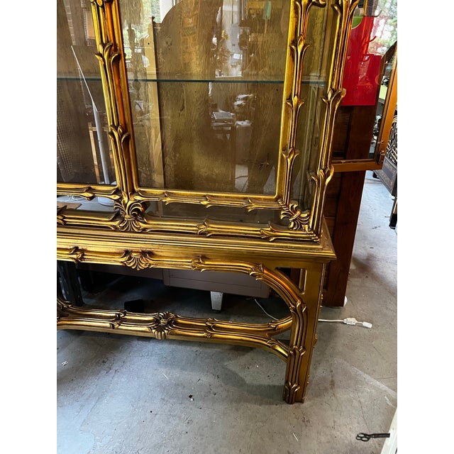 1970s Stunning Gilded Gold Ornate Oversized Display Cabinet With Glass Shelves For Sale - Image 9 of 12