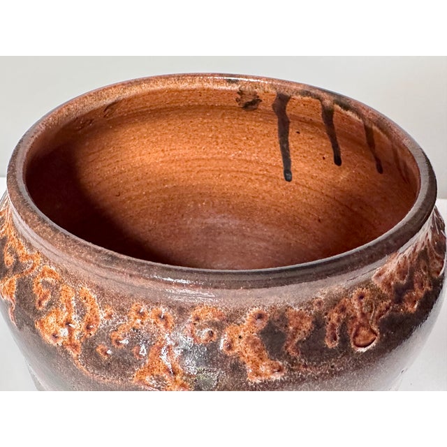 Ceramic Hand-Thrown Ceramic Art Planter with Organic Line Rim Decoration by Helma Klett, Germany, 1970s For Sale - Image 7 of 15