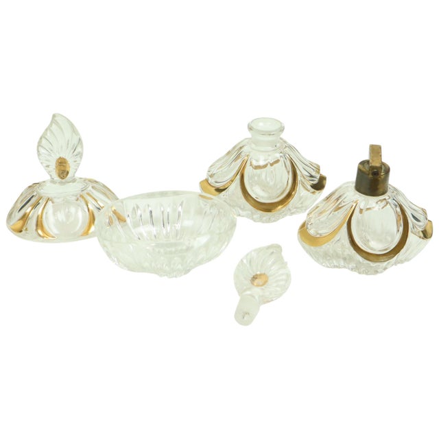 Vintage Art Deco Style Crystal Boudoir Perfume Bottles from Fischer, 1950s, Set of 3 For Sale - Image 9 of 18