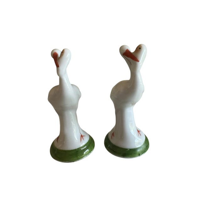 Ceramic Vintage Hollóházi Porcelain Stork Figurines, Hungary, 1970s – A Pair - Palm Beach Style Birds For Sale - Image 7 of 12