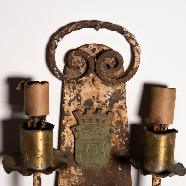 Metal Antique Neo-Gothic Light Sconce Circa 1920s For Sale - Image 7 of 7
