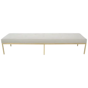 1970s Extra Long Solid Brass Base Frame Spring Loaded New Upholstery Bench Daybed