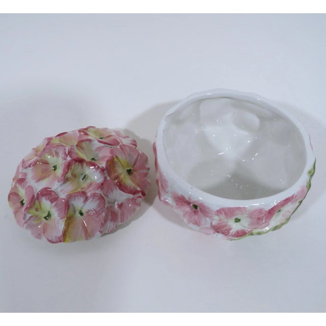 Ceramic Italian Porcelain Hydrangea Box For Sale - Image 7 of 9