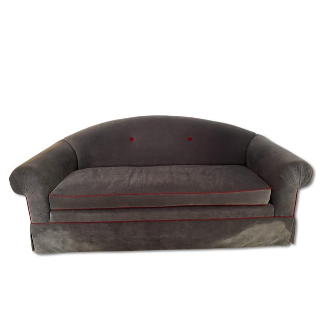 Textile Vintage Camelback Velvet Sofa For Sale - Image 7 of 8