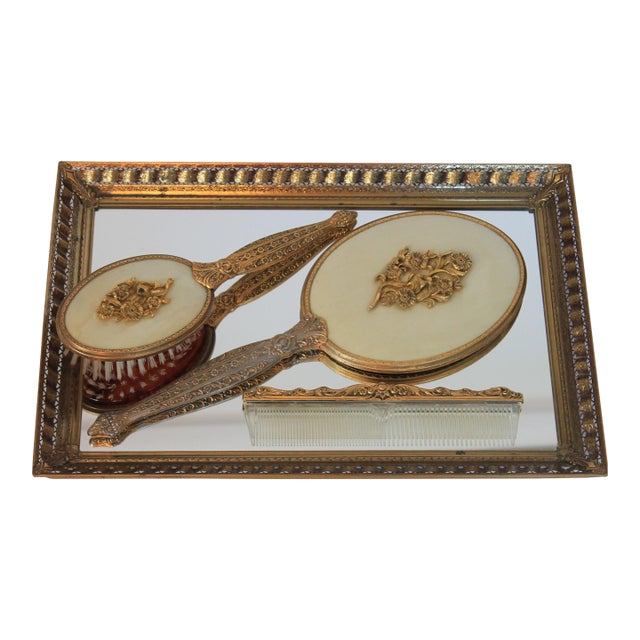 Vintage Brass Vanity Set For Sale