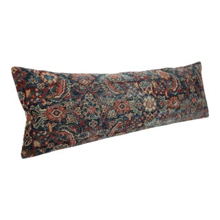 Antique Navy Blue Persian Rug Pillow Cover -16'' X 44'' For Sale