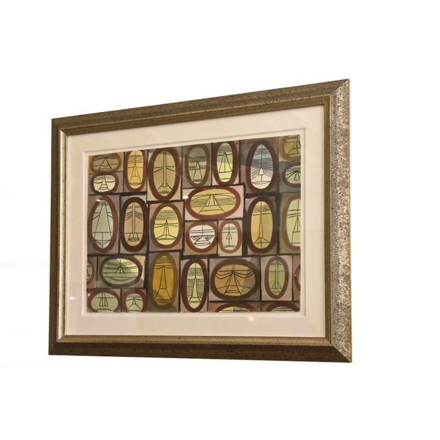 1950s Vintage Cubist Watercolor by William Henry Mid Century Modern Custom Framed For Sale - Image 5 of 12