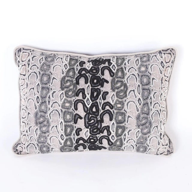 Dove Gray Glass Beaded Pillow by Elizabeth Phillips For Sale - Image 8 of 8