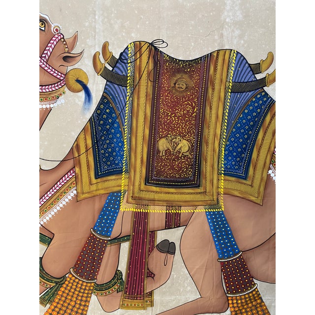 Textile Vintage Camel Painting on Silk "60 Inches * 68 Inches " For Sale - Image 7 of 10