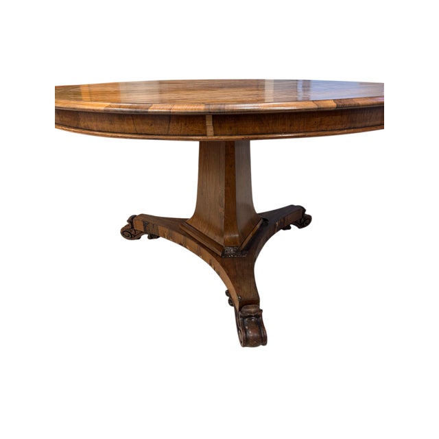 Crafted in the English Regency tradition, this handsome round pedestal dining table showcases timeless proportions and...