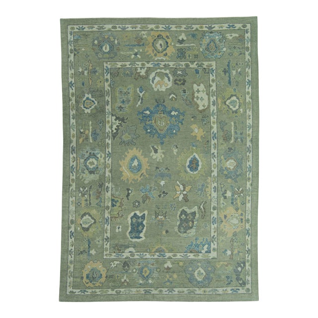 Turkish Oushak Rug 8'6" x 12'4" #19183 For Sale